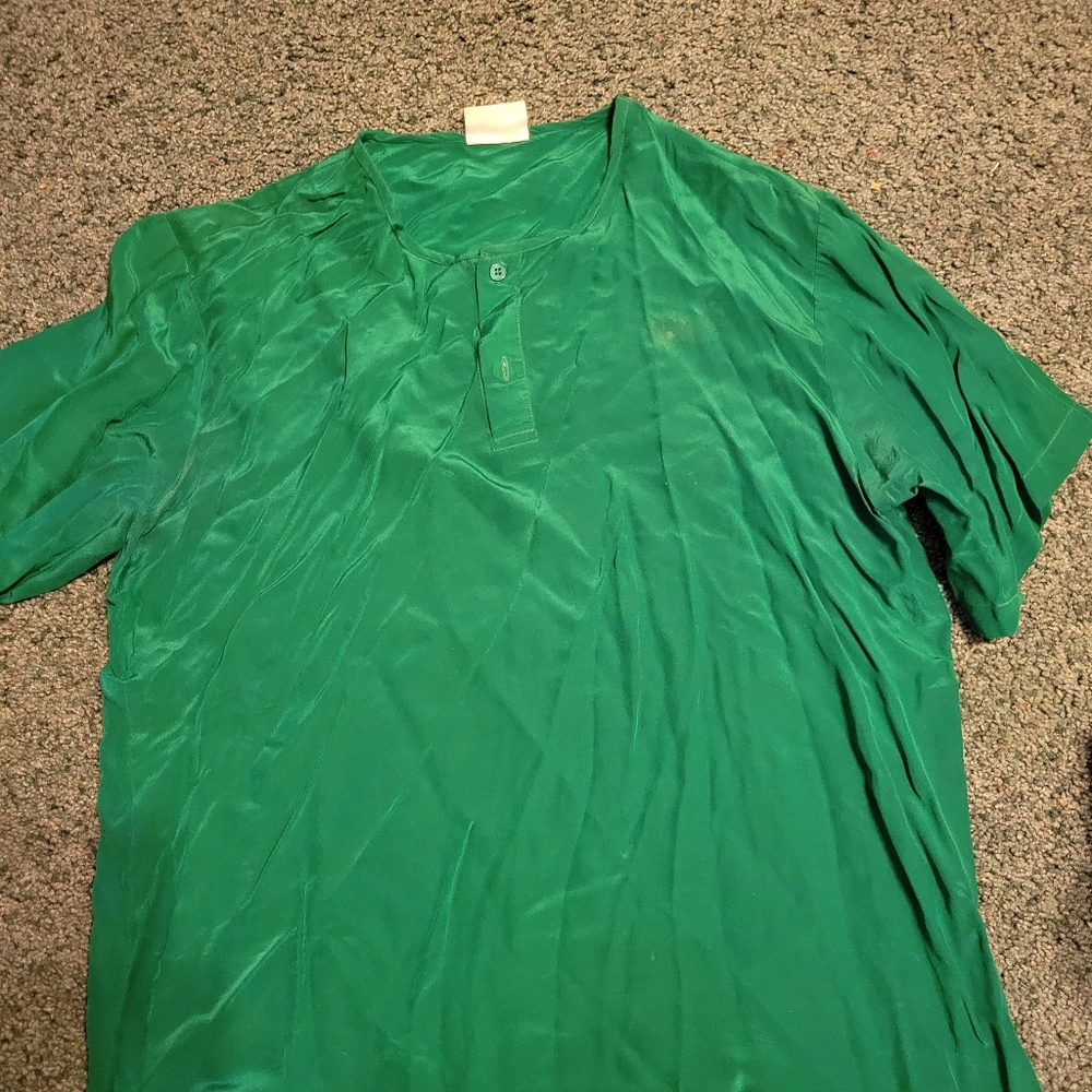 Bocci Italy 100% Silk Green Blouse